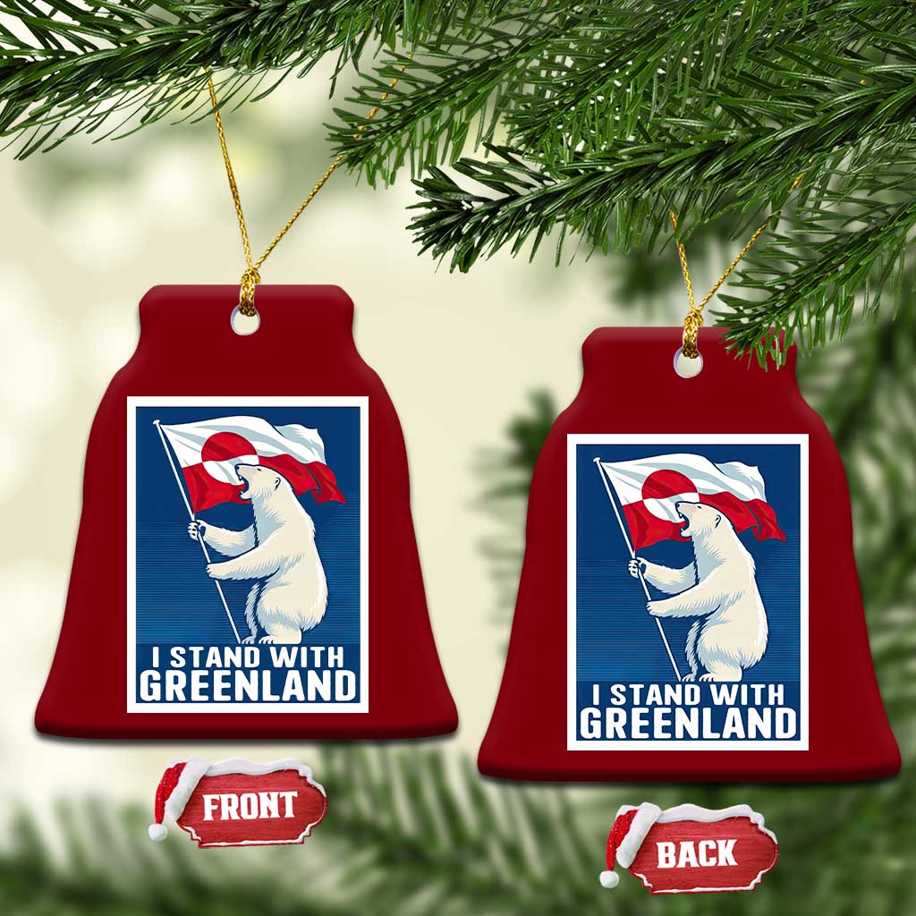 I Stand With Greenland Polar Bear Resist Ceramic Ornament Vintage Patriotic Propaganda Sovereignty Protest TS02 Print Your Wear