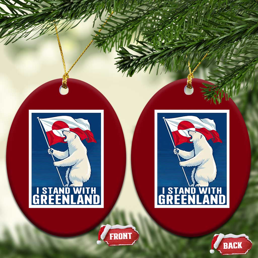 I Stand With Greenland Polar Bear Resist Ceramic Ornament Vintage Patriotic Propaganda Sovereignty Protest TS02 Print Your Wear