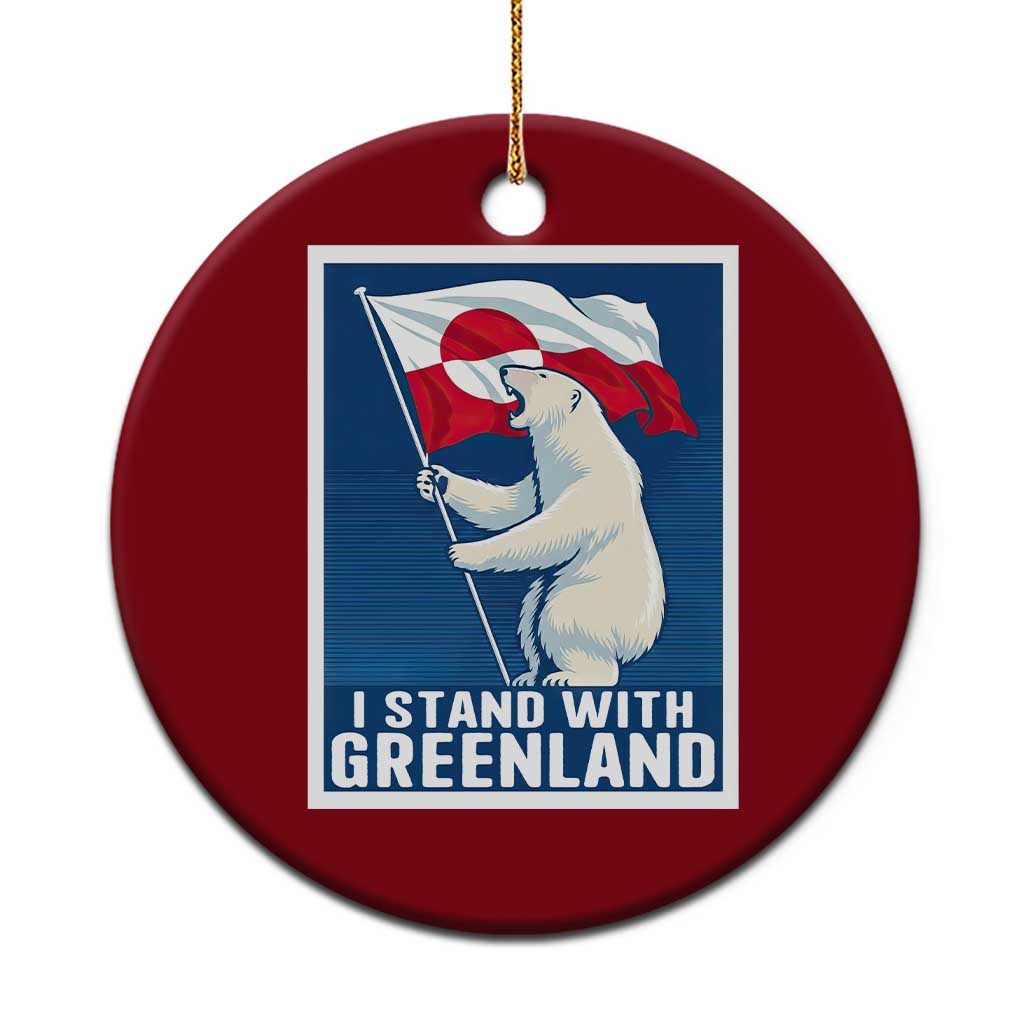 I Stand With Greenland Polar Bear Resist Ceramic Ornament Vintage Patriotic Propaganda Sovereignty Protest TS02 1pc Red Print Your Wear