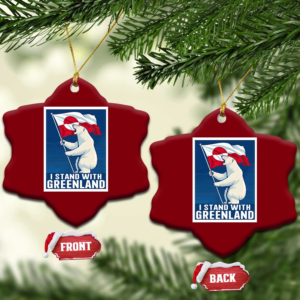 I Stand With Greenland Polar Bear Resist Ceramic Ornament Vintage Patriotic Propaganda Sovereignty Protest TS02 Print Your Wear