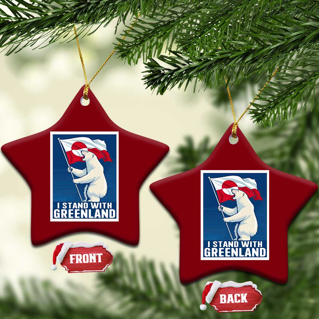 I Stand With Greenland Polar Bear Resist Ceramic Ornament Vintage Patriotic Propaganda Sovereignty Protest TS02 Print Your Wear