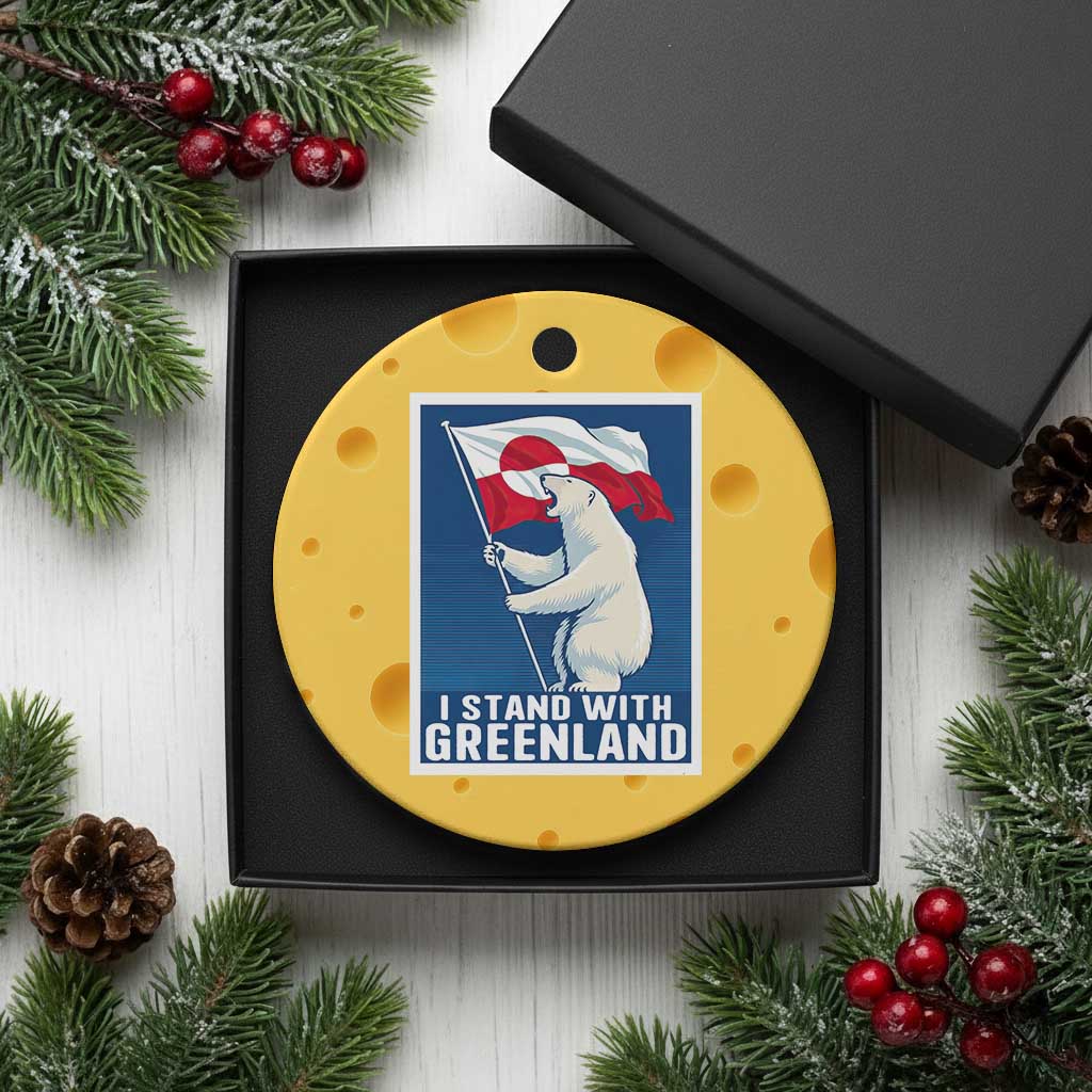 I Stand With Greenland Polar Bear Resist Ceramic Ornament Vintage Patriotic Propaganda Sovereignty Protest TS02 1pc Yellow Cheese Print Your Wear