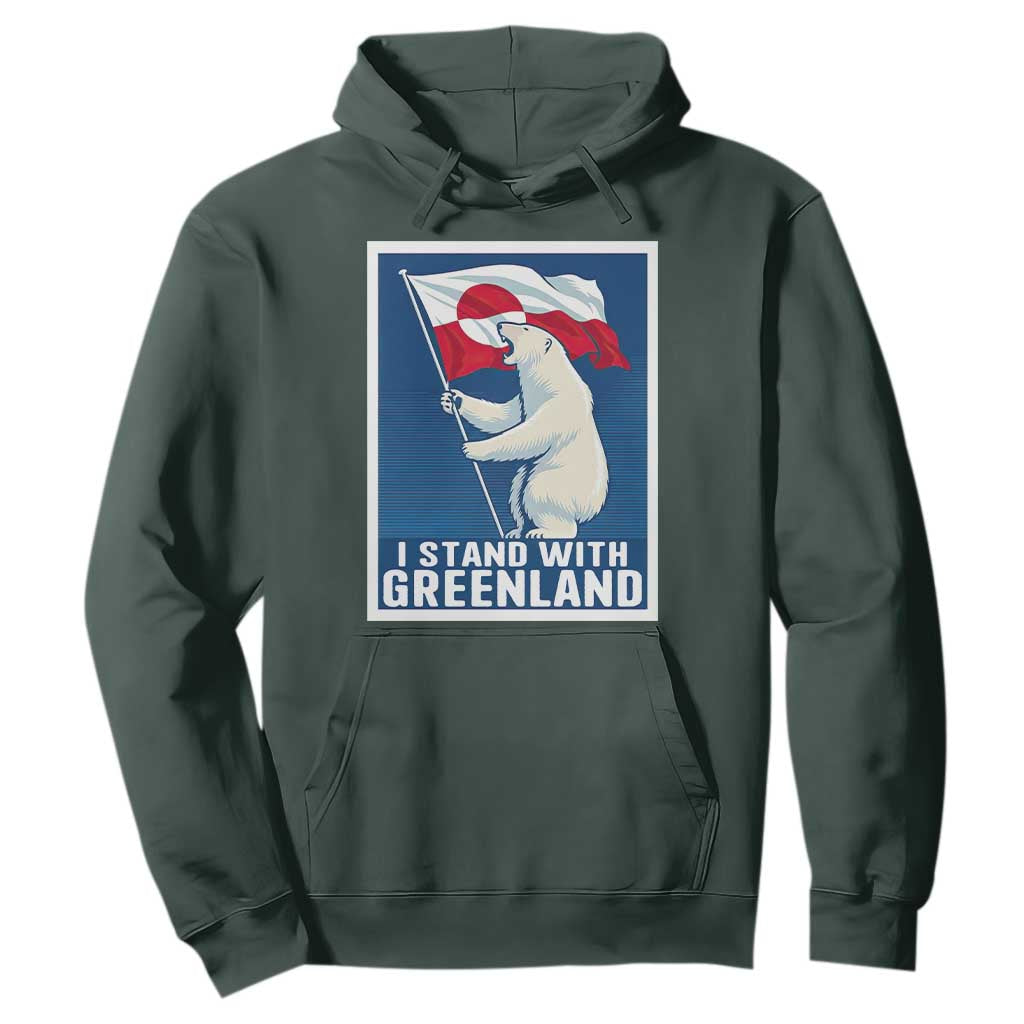 I Stand With Greenland Polar Bear Resist Hoodie Vintage Patriotic Propaganda Sovereignty Protest TS02 Dark Forest Green Print Your Wear