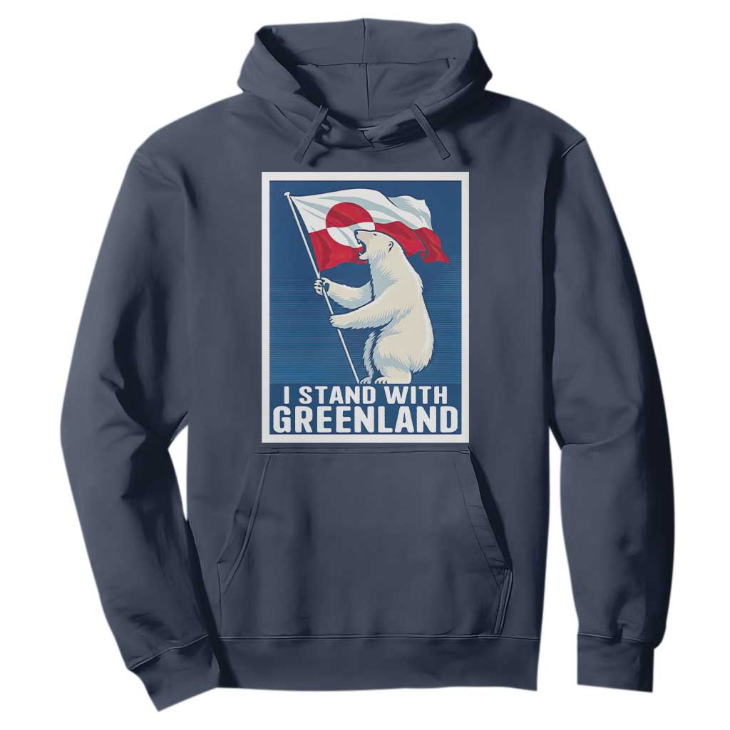 I Stand With Greenland Polar Bear Resist Hoodie Vintage Patriotic Propaganda Sovereignty Protest TS02 Navy Print Your Wear