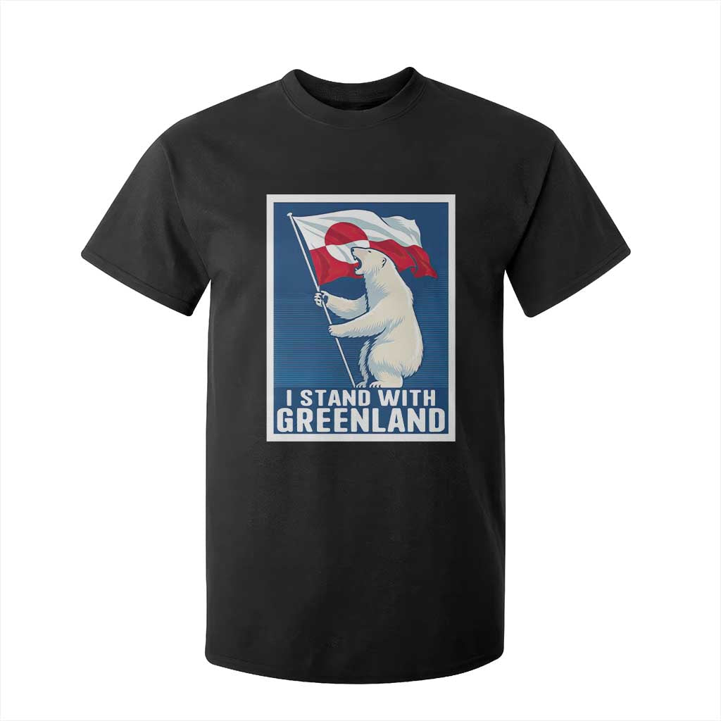 I Stand With Greenland Polar Bear Resist T Shirt For Kid Vintage Patriotic Propaganda Sovereignty Protest TS02 Black Print Your Wear