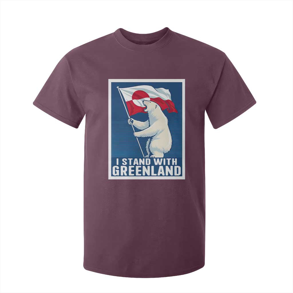 I Stand With Greenland Polar Bear Resist T Shirt For Kid Vintage Patriotic Propaganda Sovereignty Protest TS02 Maroon Print Your Wear
