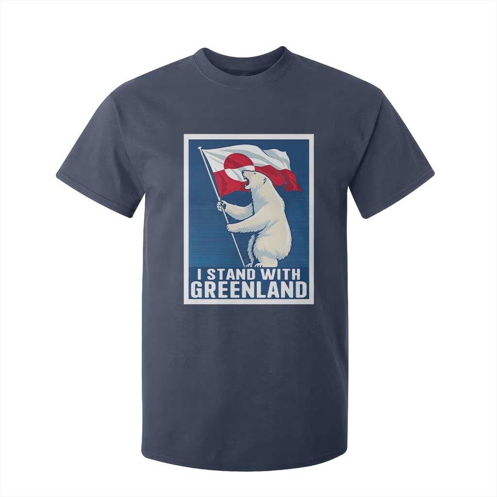 I Stand With Greenland Polar Bear Resist T Shirt For Kid Vintage Patriotic Propaganda Sovereignty Protest TS02 Navy Print Your Wear