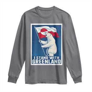 I Stand With Greenland Polar Bear Resist Long Sleeve Shirt Vintage Patriotic Propaganda Sovereignty Protest TS02 Charcoal Print Your Wear