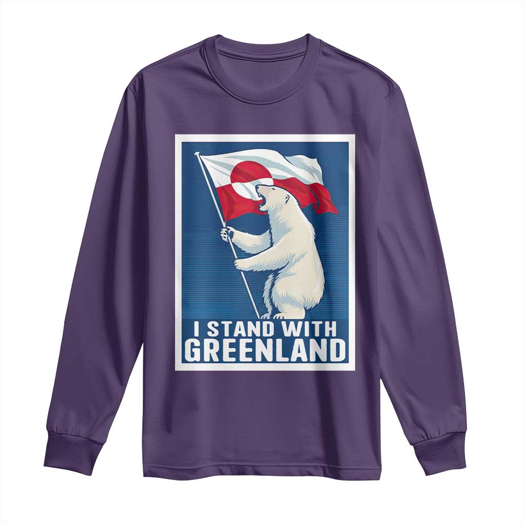 I Stand With Greenland Polar Bear Resist Long Sleeve Shirt Vintage Patriotic Propaganda Sovereignty Protest TS02 Purple Print Your Wear