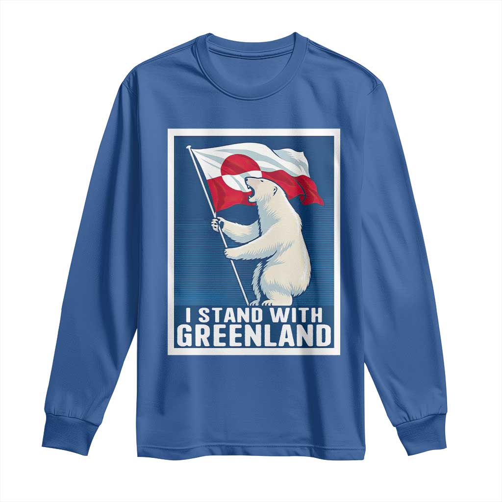 I Stand With Greenland Polar Bear Resist Long Sleeve Shirt Vintage Patriotic Propaganda Sovereignty Protest TS02 Royal Blue Print Your Wear