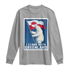I Stand With Greenland Polar Bear Resist Long Sleeve Shirt Vintage Patriotic Propaganda Sovereignty Protest TS02 Sport Gray Print Your Wear