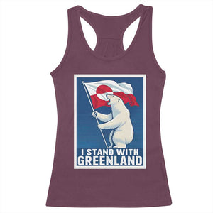 I Stand With Greenland Polar Bear Resist Racerback Tank Top Vintage Patriotic Propaganda Sovereignty Protest TS02 Maroon Print Your Wear