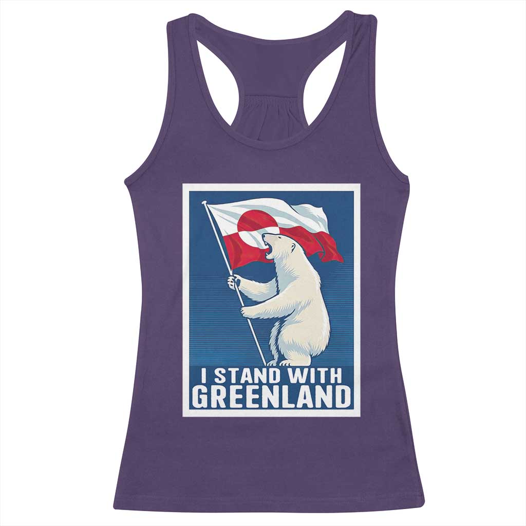 I Stand With Greenland Polar Bear Resist Racerback Tank Top Vintage Patriotic Propaganda Sovereignty Protest TS02 Purple Print Your Wear