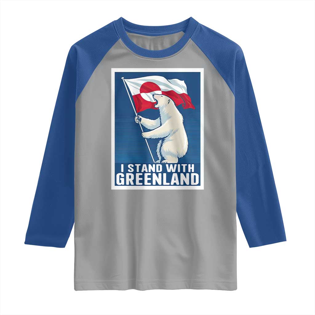 I Stand With Greenland Polar Bear Resist Raglan Shirt Vintage Patriotic Propaganda Sovereignty Protest TS02 Sport Gray Royal Print Your Wear