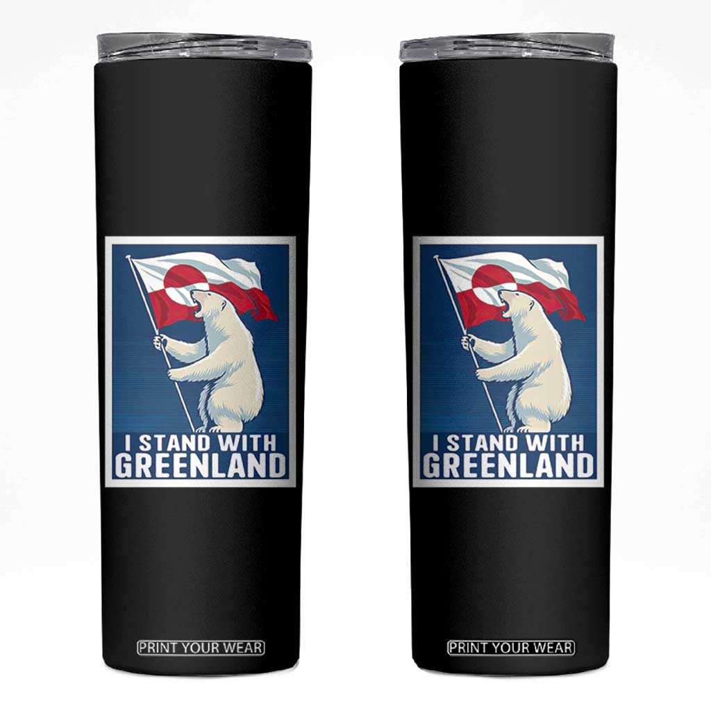 I Stand With Greenland Polar Bear Resist Skinny Tumbler Vintage Patriotic Propaganda Sovereignty Protest TS02 Black Print Your Wear