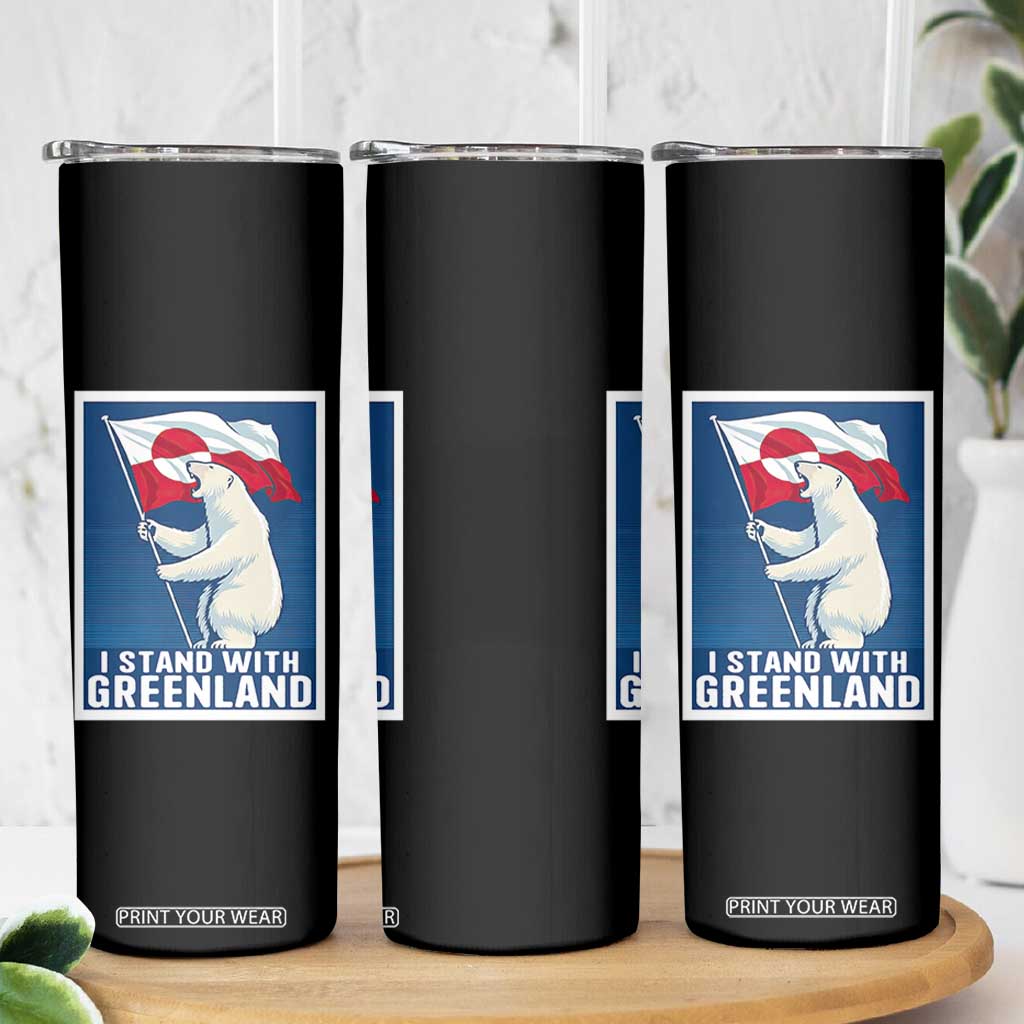 I Stand With Greenland Polar Bear Resist Skinny Tumbler Vintage Patriotic Propaganda Sovereignty Protest TS02 Print Your Wear