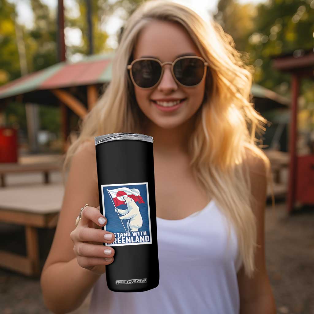 I Stand With Greenland Polar Bear Resist Skinny Tumbler Vintage Patriotic Propaganda Sovereignty Protest TS02 Print Your Wear