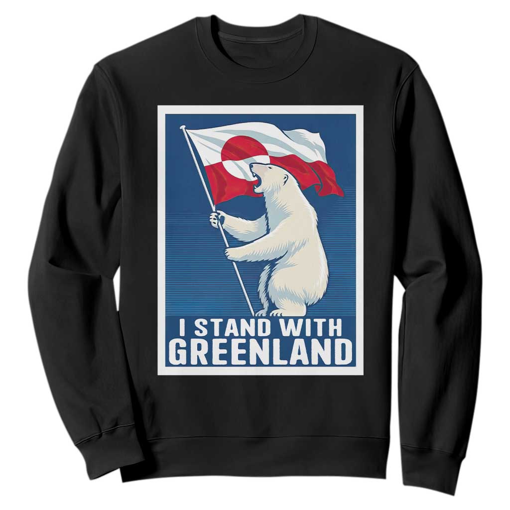 I Stand With Greenland Polar Bear Resist Sweatshirt Vintage Patriotic Propaganda Sovereignty Protest TS02 Black Print Your Wear