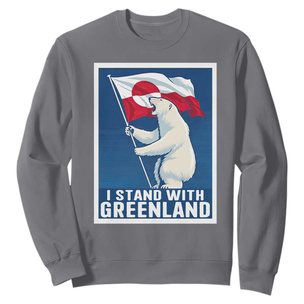 I Stand With Greenland Polar Bear Resist Sweatshirt Vintage Patriotic Propaganda Sovereignty Protest TS02 Charcoal Print Your Wear