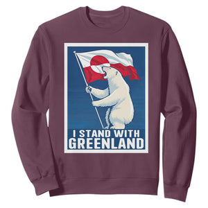 I Stand With Greenland Polar Bear Resist Sweatshirt Vintage Patriotic Propaganda Sovereignty Protest TS02 Maroon Print Your Wear