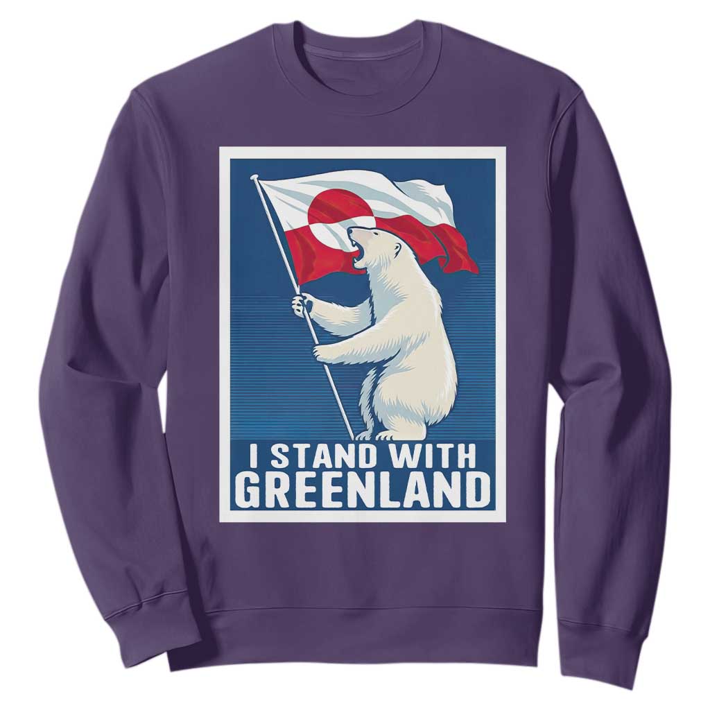 I Stand With Greenland Polar Bear Resist Sweatshirt Vintage Patriotic Propaganda Sovereignty Protest TS02 Purple Print Your Wear
