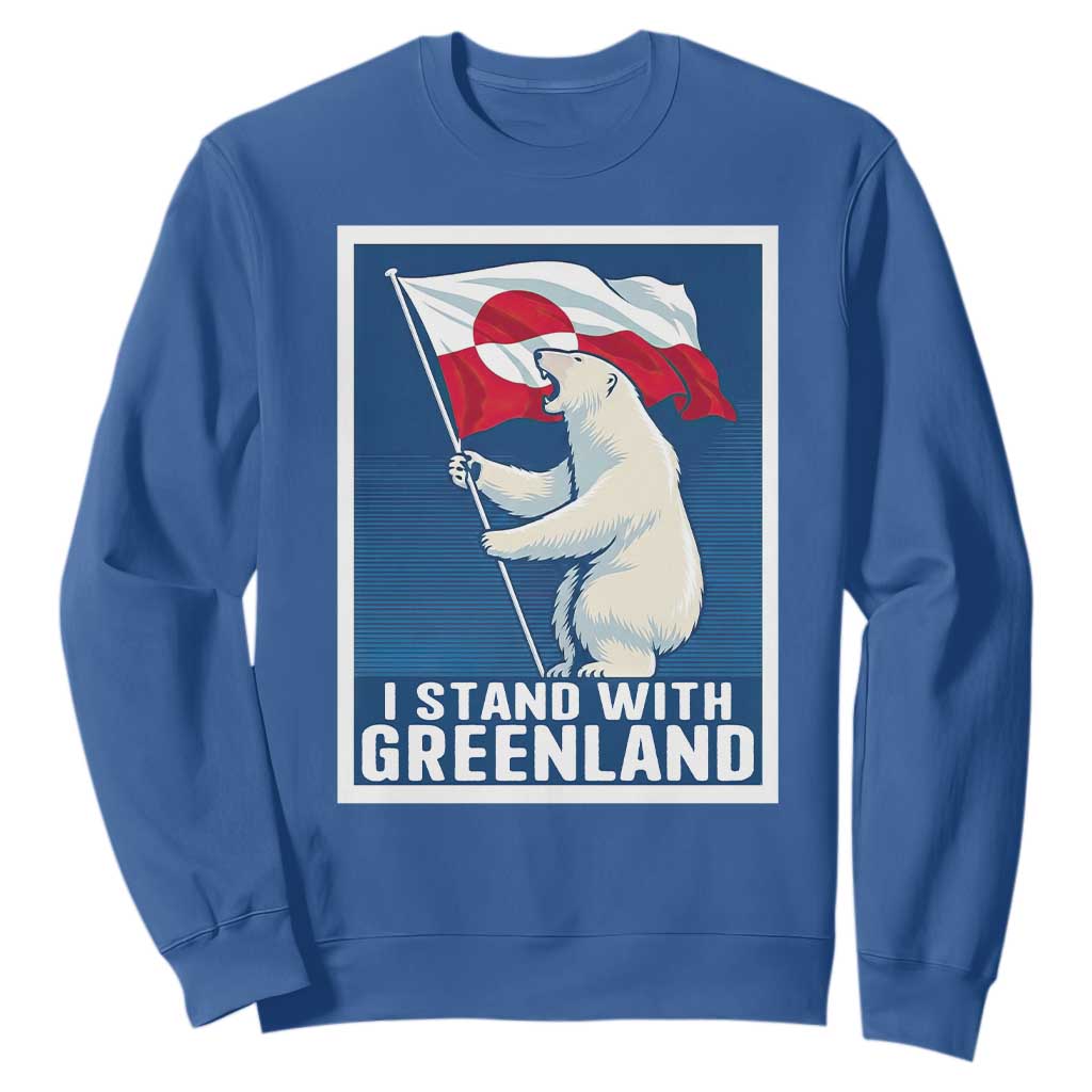 I Stand With Greenland Polar Bear Resist Sweatshirt Vintage Patriotic Propaganda Sovereignty Protest TS02 Royal Blue Print Your Wear