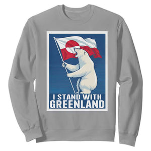 I Stand With Greenland Polar Bear Resist Sweatshirt Vintage Patriotic Propaganda Sovereignty Protest TS02 Sport Gray Print Your Wear