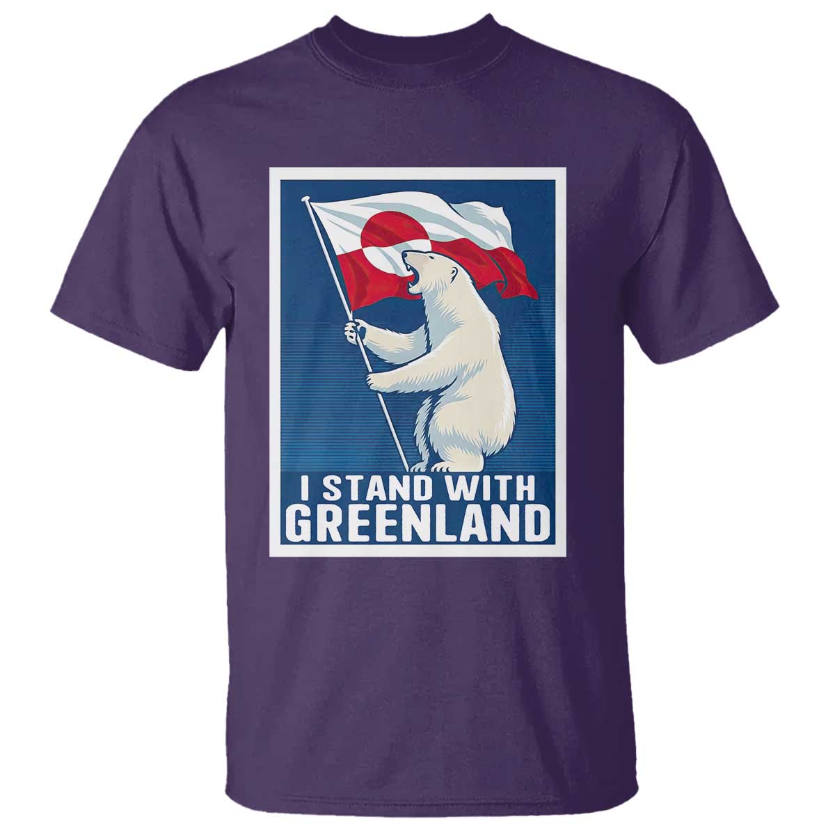 I Stand With Greenland Polar Bear Resist T Shirt Vintage Patriotic Propaganda Sovereignty Protest TS02 Purple Print Your Wear