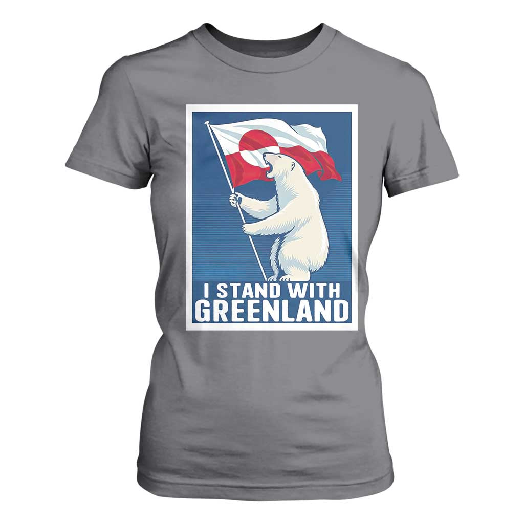 I Stand With Greenland Polar Bear Resist T Shirt For Women Vintage Patriotic Propaganda Sovereignty Protest TS02 Charcoal Print Your Wear