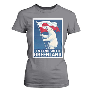 I Stand With Greenland Polar Bear Resist T Shirt For Women Vintage Patriotic Propaganda Sovereignty Protest TS02 Charcoal Print Your Wear