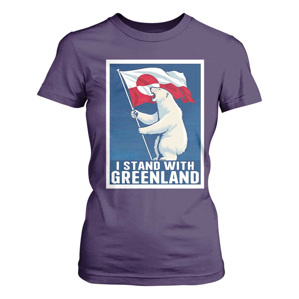 I Stand With Greenland Polar Bear Resist T Shirt For Women Vintage Patriotic Propaganda Sovereignty Protest TS02 Purple Print Your Wear