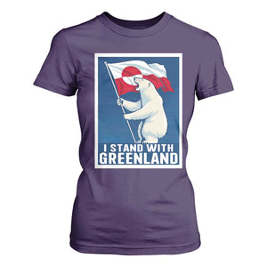 I Stand With Greenland Polar Bear Resist T Shirt For Women Vintage Patriotic Propaganda Sovereignty Protest TS02 Purple Print Your Wear