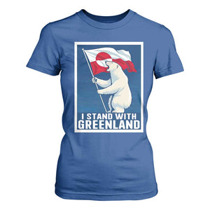 I Stand With Greenland Polar Bear Resist T Shirt For Women Vintage Patriotic Propaganda Sovereignty Protest TS02 Royal Blue Print Your Wear