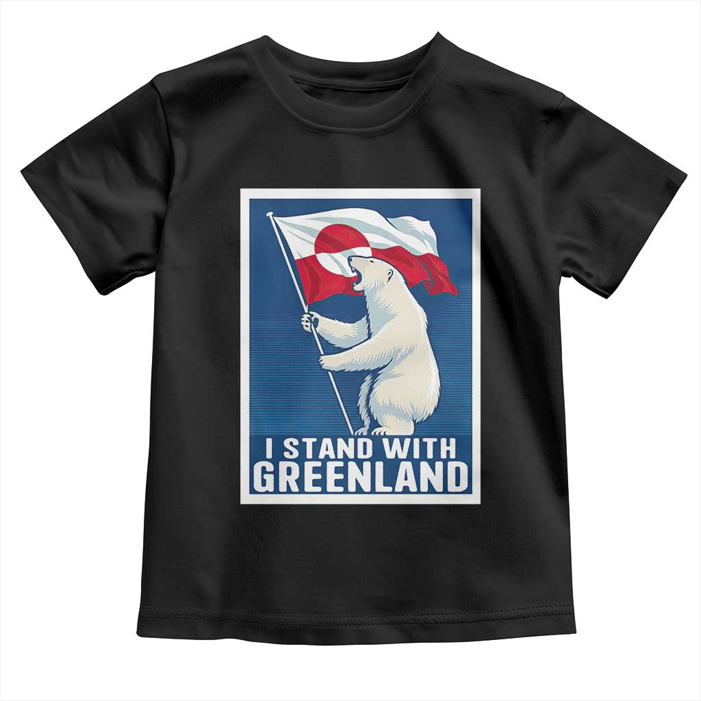 I Stand With Greenland Polar Bear Resist Toddler T Shirt Vintage Patriotic Propaganda Sovereignty Protest TS02 Black Print Your Wear