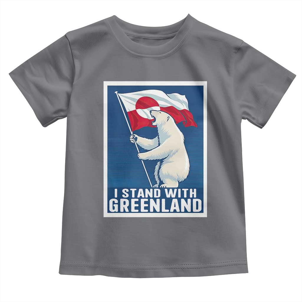I Stand With Greenland Polar Bear Resist Toddler T Shirt Vintage Patriotic Propaganda Sovereignty Protest TS02 Charcoal Print Your Wear
