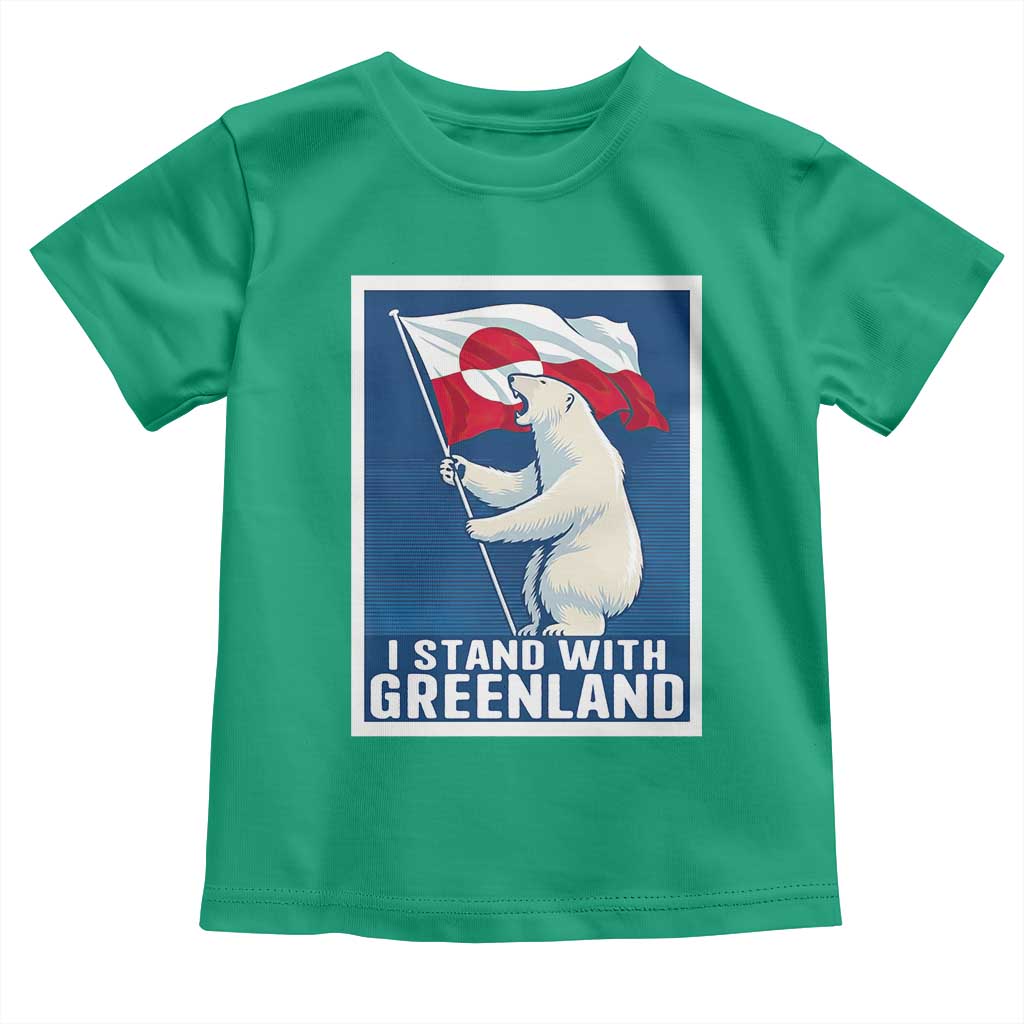 I Stand With Greenland Polar Bear Resist Toddler T Shirt Vintage Patriotic Propaganda Sovereignty Protest TS02 Irish Green Print Your Wear