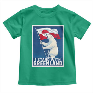 I Stand With Greenland Polar Bear Resist Toddler T Shirt Vintage Patriotic Propaganda Sovereignty Protest TS02 Irish Green Print Your Wear