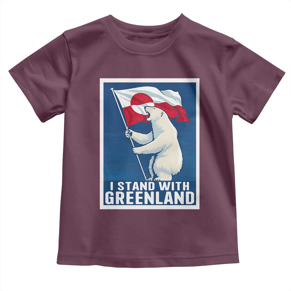 I Stand With Greenland Polar Bear Resist Toddler T Shirt Vintage Patriotic Propaganda Sovereignty Protest TS02 Maroon Print Your Wear