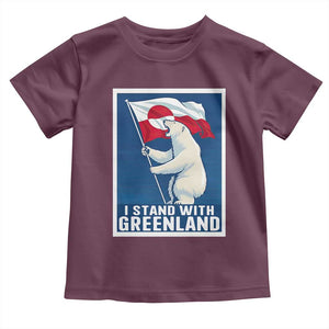 I Stand With Greenland Polar Bear Resist Toddler T Shirt Vintage Patriotic Propaganda Sovereignty Protest TS02 Maroon Print Your Wear