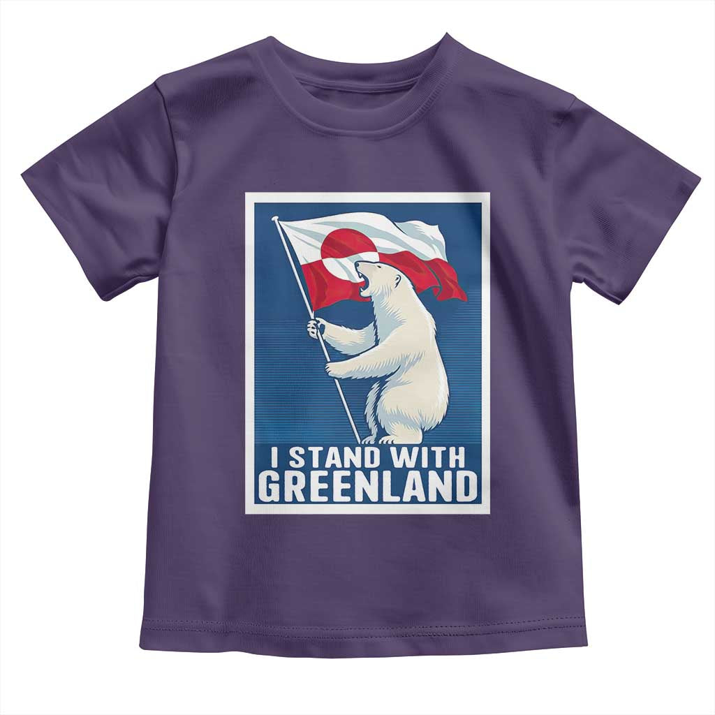 I Stand With Greenland Polar Bear Resist Toddler T Shirt Vintage Patriotic Propaganda Sovereignty Protest TS02 Purple Print Your Wear