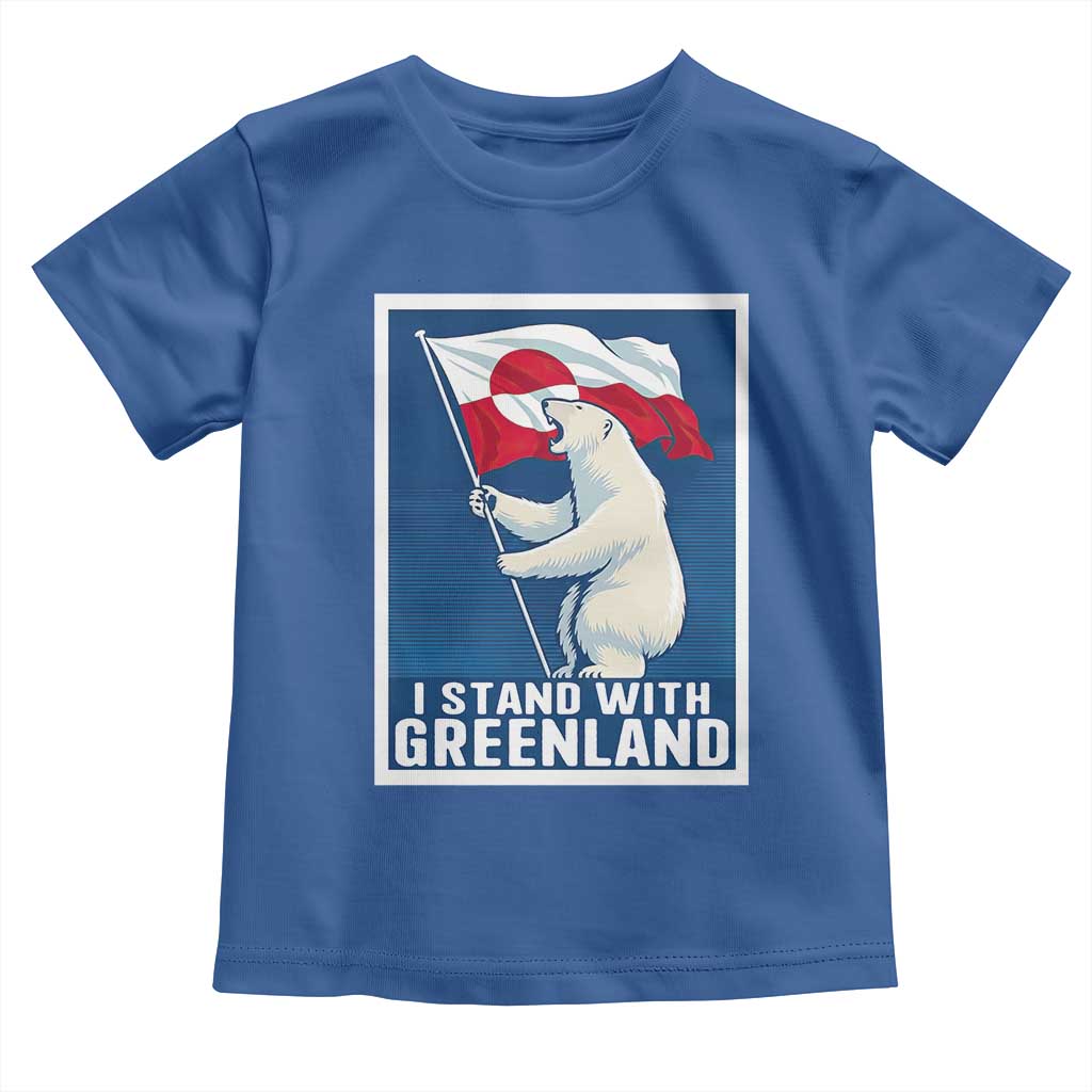 I Stand With Greenland Polar Bear Resist Toddler T Shirt Vintage Patriotic Propaganda Sovereignty Protest TS02 Royal Blue Print Your Wear