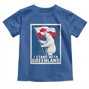 I Stand With Greenland Polar Bear Resist Toddler T Shirt Vintage Patriotic Propaganda Sovereignty Protest TS02 Royal Blue Print Your Wear
