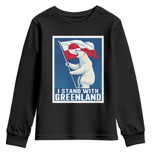 I Stand With Greenland Polar Bear Resist Youth Sweatshirt Vintage Patriotic Propaganda Sovereignty Protest TS02 Black Print Your Wear