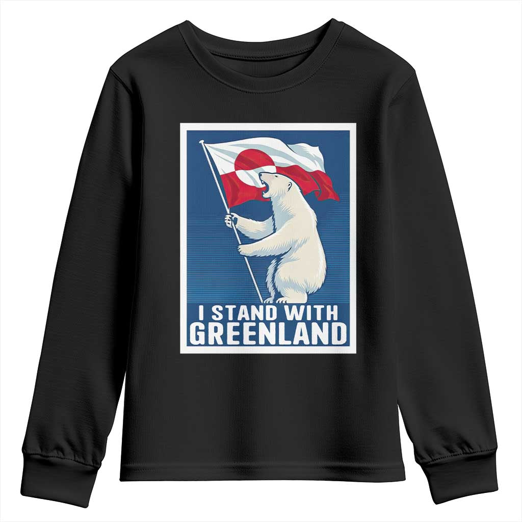 I Stand With Greenland Polar Bear Resist Youth Sweatshirt Vintage Patriotic Propaganda Sovereignty Protest TS02 Black Print Your Wear