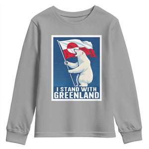 I Stand With Greenland Polar Bear Resist Youth Sweatshirt Vintage Patriotic Propaganda Sovereignty Protest TS02 Sport Gray Print Your Wear