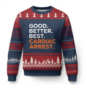 Good Better Best Cardiac Arrest Ugly Christmas Sweater Funny Heart-Stopping Game Day Sport Fans TS02 Navy Red Print Your Wear