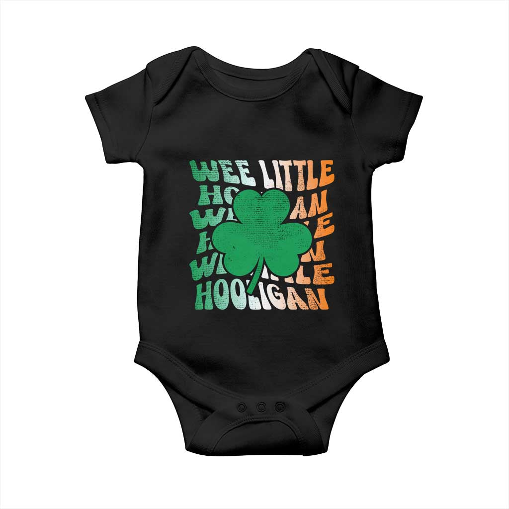 Funny St Patricks Day Baby Onesie Wee Little Hooligan Funny Leprechaun Kids Boys Girls TS02 Black Print Your Wear