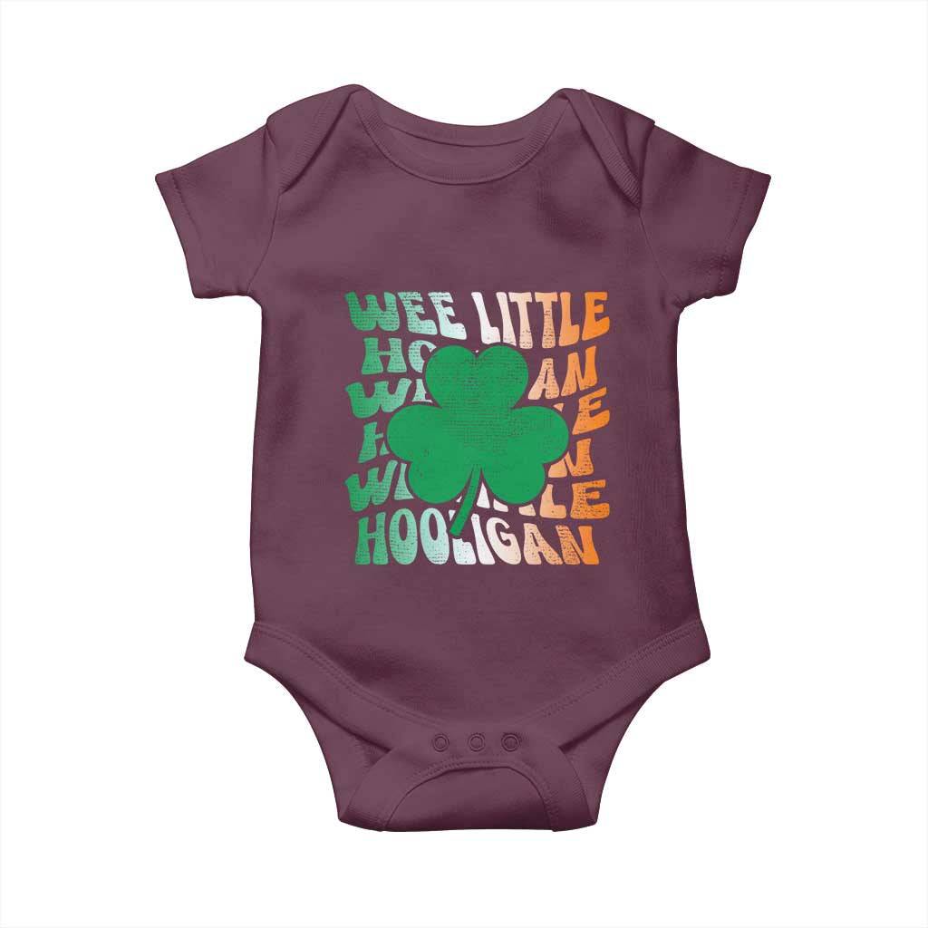 Funny St Patricks Day Baby Onesie Wee Little Hooligan Funny Leprechaun Kids Boys Girls TS02 Maroon Print Your Wear