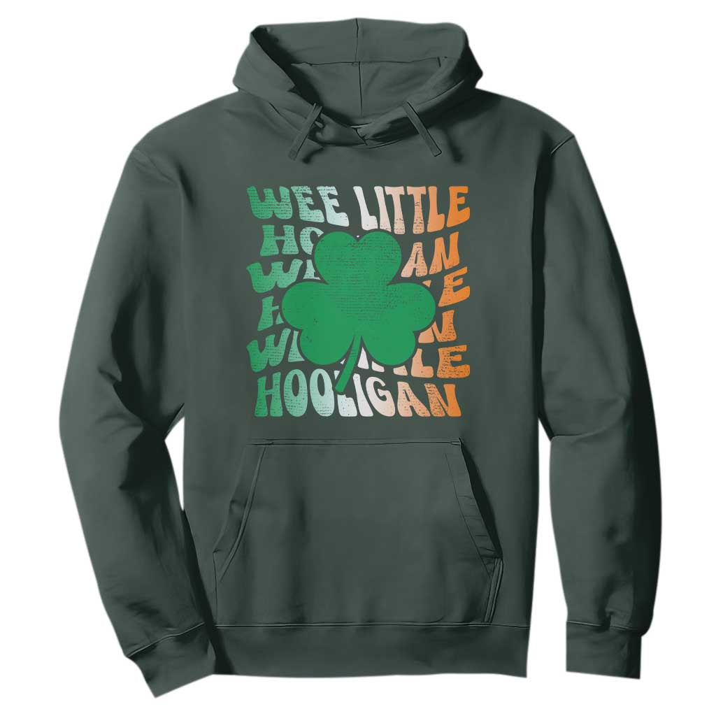 Funny St. Patricks Day Hoodie Wee Little Hooligan Funny Leprechaun Kids Boys Girls TS02 Dark Forest Green Printyourwear