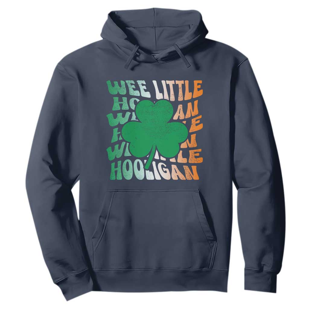 Funny St. Patricks Day Hoodie Wee Little Hooligan Funny Leprechaun Kids Boys Girls TS02 Navy Printyourwear